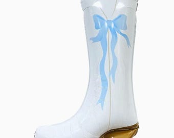 Blue Bows Coquette Cowgirl Boot Foil Mylar Balloons - 30 Inches - Last Rodeo Bachelorette Party Decor - Rodeo Birthday Balloon Decorations