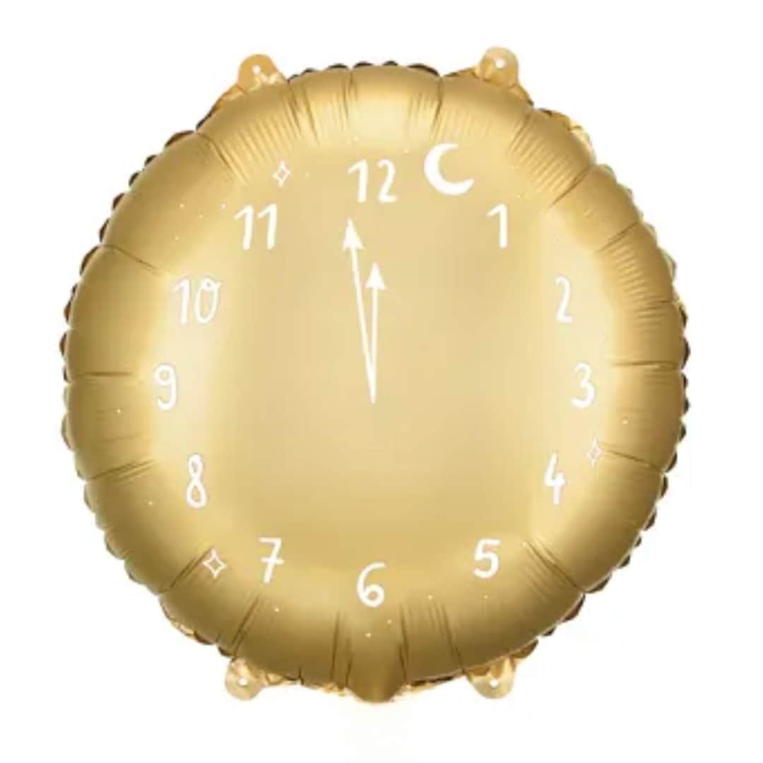 Gold New Years Clock Balloons - 18 Inch - Foil Mylar Holiday Balloons ...
