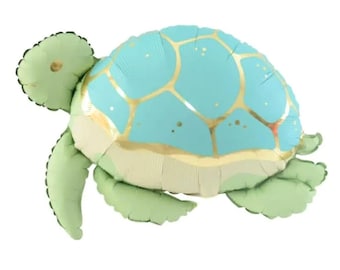 Pastel Sea Turtle Under The Sea Party Balloons - Sting Ray - Black Whale - Jelly Fish - Starfish - Blue Pink  - Foil Balloons