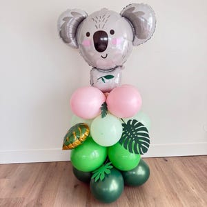 Koalabjörnsfestdjursballongtornssats - Djungeltema födelsedags- och babyshowerfestdekorationer