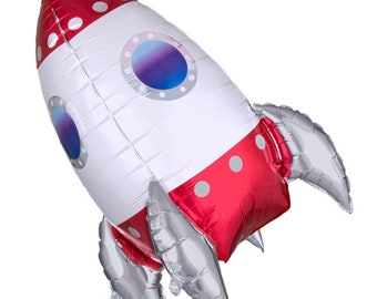 Space Ship Balloon - 29 INCH - Rocket Foil Mylar Outer Space Birthday Party Balloons