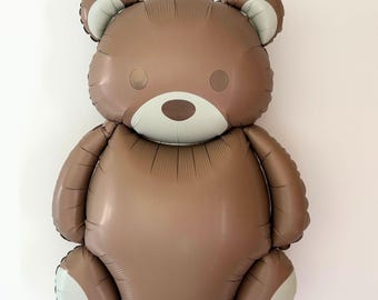 Matte Brown Teddy Bear Foil Balloons - 35 Inch - Baby Shower - Birthday Balloon Decorations