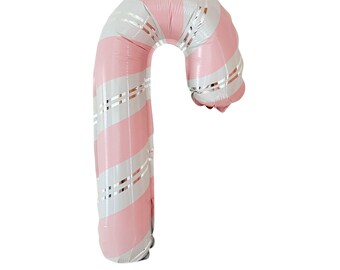 Miniature Pink Candy Cane Balloon - 14 Inch - Christmas Holiday Foil Mylar Balloon Decorations - Air Fill Only