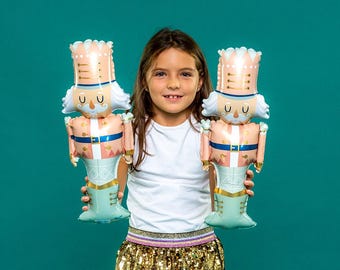 Mini Pink Nutcracker Balloons - 14 Inch - Christmas Foil Balloons - Ballerina - Nutcracker - Holiday Party Decorations - Air Fill Only