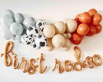 First Rodeo Birthday Party Balloon Garland Kit + Letter Balloon Banner