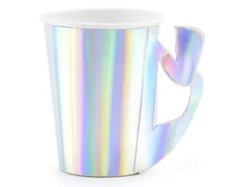 Iridescent Mermaid Party Paper Cups - 220 mL - Set 6 - Mermaid Birthday Party - Under The Sea Baby Shower Cups