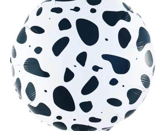 Cow Print Foil Balloons - 18 Inch Round - Moo Moo Holstein Cow Theme Barnyard Birthday Party Balloons - Farm Baby Shower Decor
