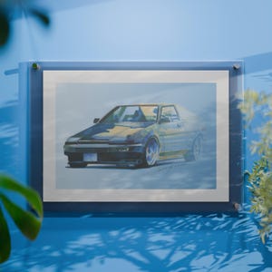 Poster di auto da stampare, regalo per la festa del papà per lui, decorazione da parete per soggiorno, schizzo di auto giapponese, poster Toyota