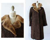 Cocoa Persian Lamb Coat S M Vintage Shearling Coat Brown Persian Lamb Fur Mink Collar Coat Vintage Persian Lamb Coat O762