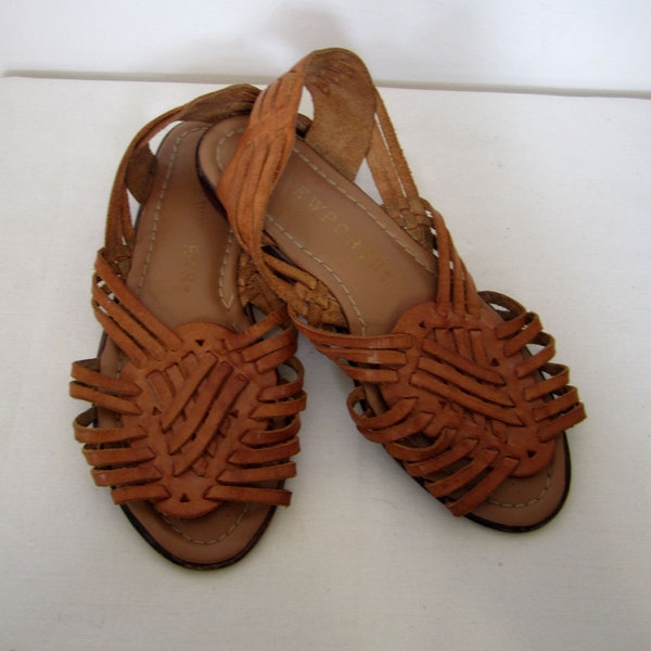 vintage honey leather woven huaraches 8 1/2