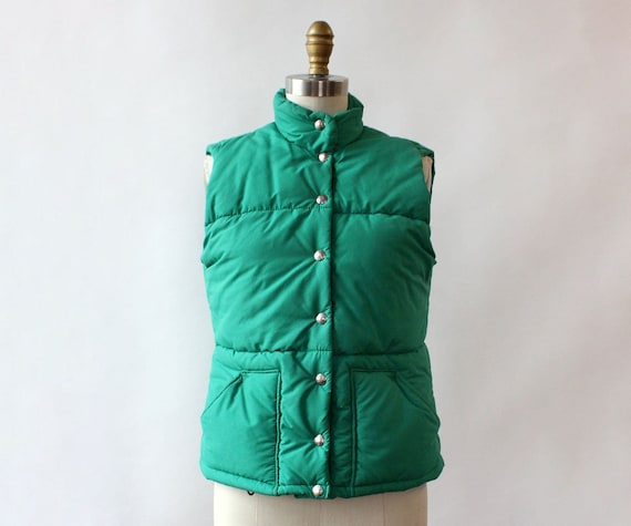 LL Bean Green Down Vest XS/S • 80s Vest • Vintage