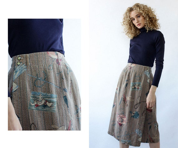 On The Ranch Wrap Skirt M • Novelty Print Skirt •