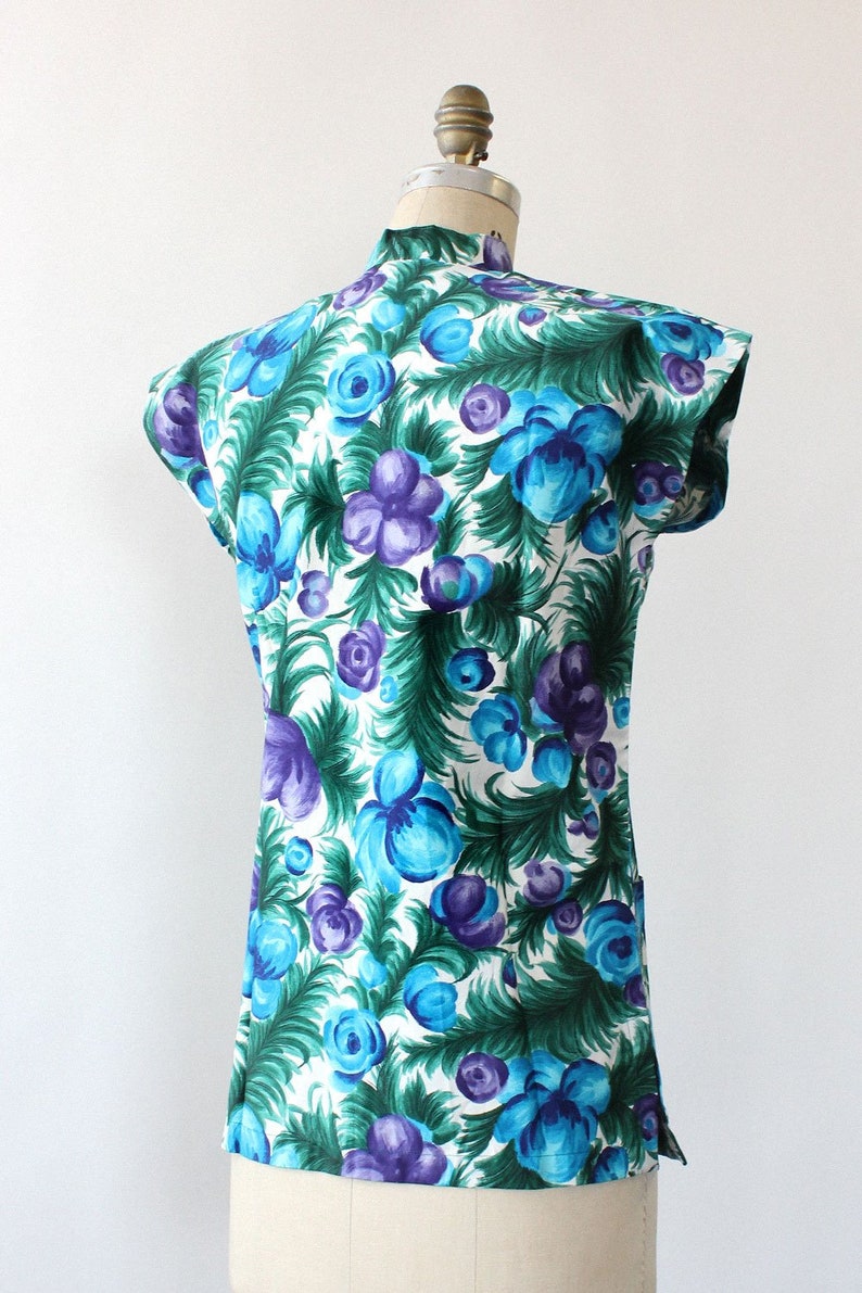 Hawaiian Moody Tunic S \u2022 70s Floral Top \u2022 Vintage Floral Shirt \u2022 Vintage Hawaiian Shirt \u2022 70s Hawaii Shirt \u2022 Vintage Cotton Top \u2022 T1421