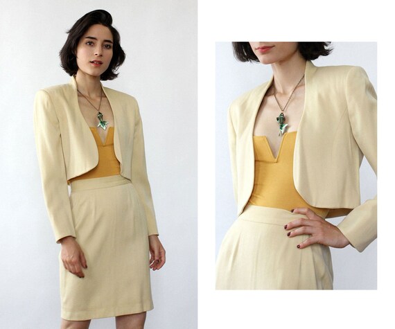 Ferragamo Blonde Skirt Suit XS • 80s Skirt Suit •