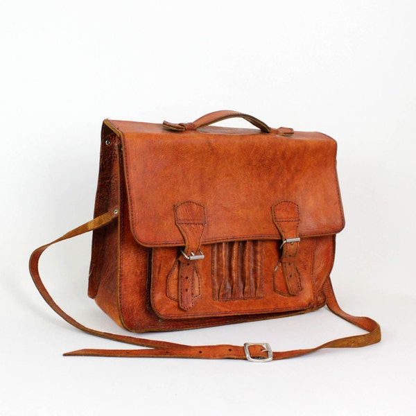 rust leather satchel messenger bag