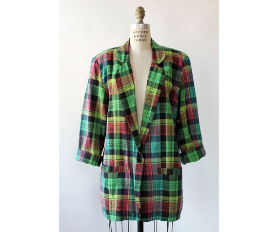 Angelique Green Plaid Blazer M/L • 90s Blazer • Vi