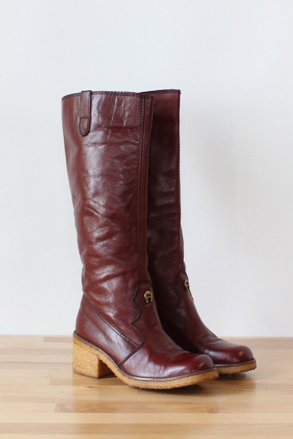Etienne Aigner Crepe Sole Boots 6 1/2 • 70s Leathe