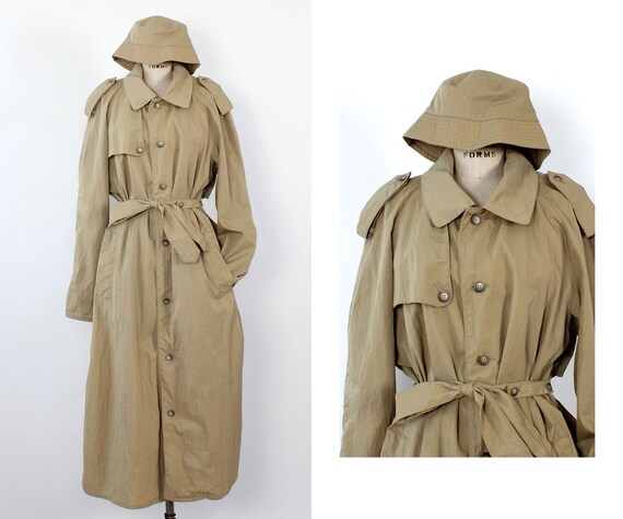 Urban Safari Flowy Trench W/ Bucket Hat M/L • 80s
