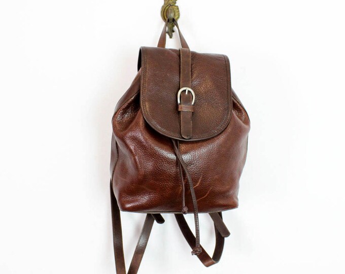 Brown Leather Backpack / Drawstring Rucksack Etsy