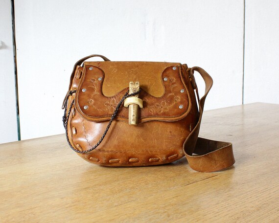 vintage tooled leather bag