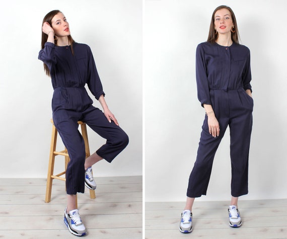 Minimal Navy Jumpsuit S/M • 80s Jumpsuit • Navy Ju