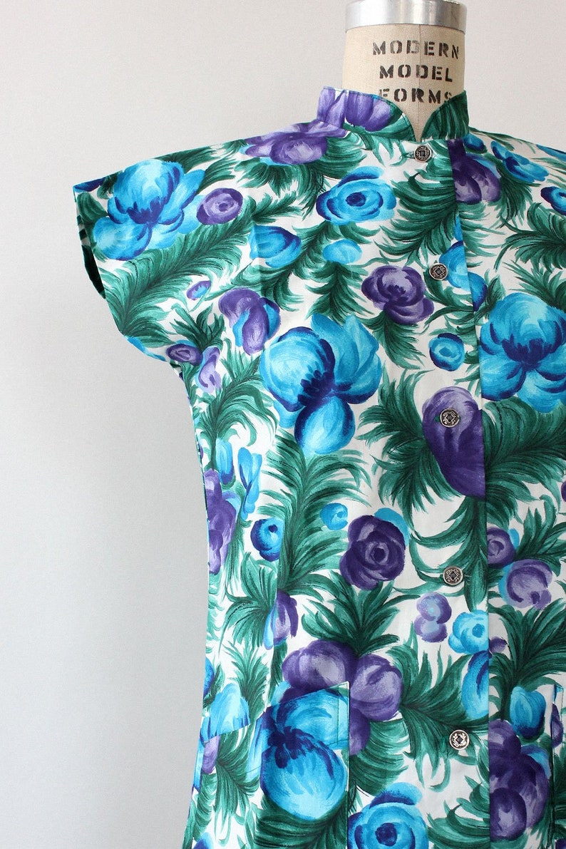 Hawaiian Moody Tunic S \u2022 70s Floral Top \u2022 Vintage Floral Shirt \u2022 Vintage Hawaiian Shirt \u2022 70s Hawaii Shirt \u2022 Vintage Cotton Top \u2022 T1421
