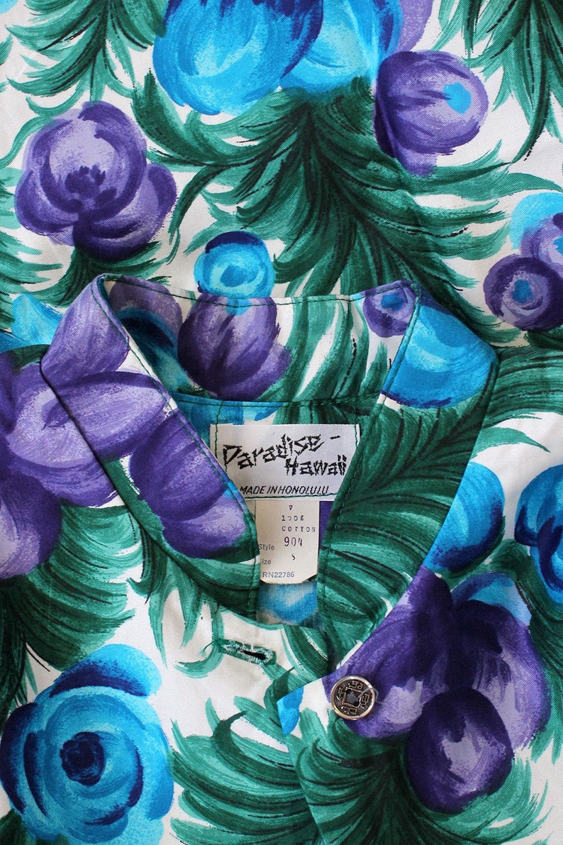 Hawaiian Moody Tunic S \u2022 70s Floral Top \u2022 Vintage Floral Shirt \u2022 Vintage Hawaiian Shirt \u2022 70s Hawaii Shirt \u2022 Vintage Cotton Top \u2022 T1421