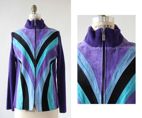 Bob Mackie Suede Panel Jacket XS-M • 90s Jacket •