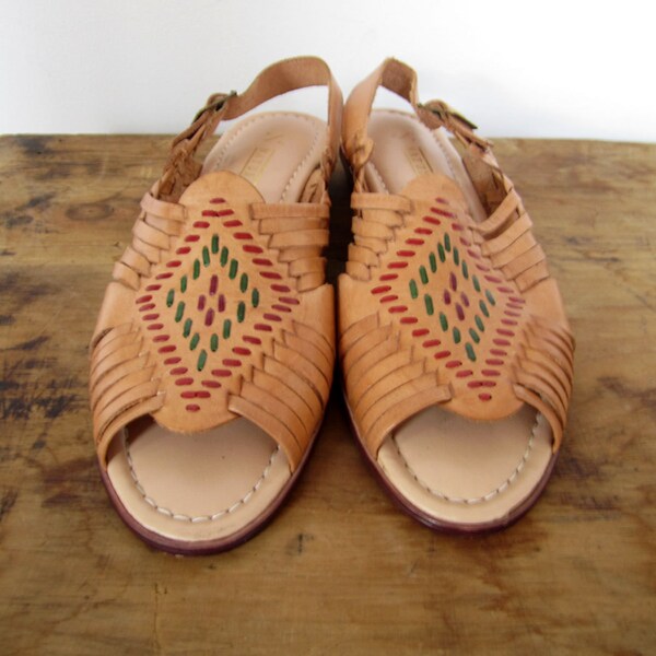 SALE size 9 N : oak leather huarache sandals