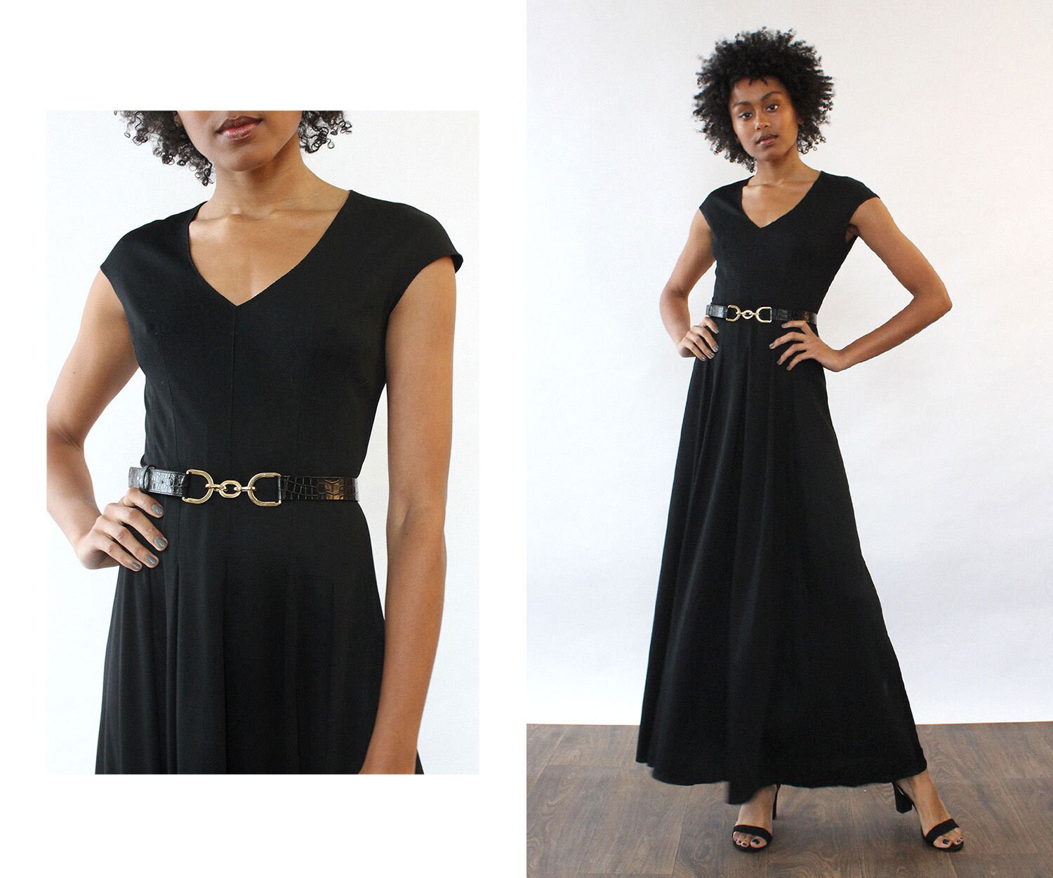 simple black maxi evening dress