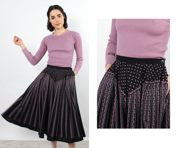 Ditsy Lanz Full Circle Skirt XS • 70s Skirt • Vint