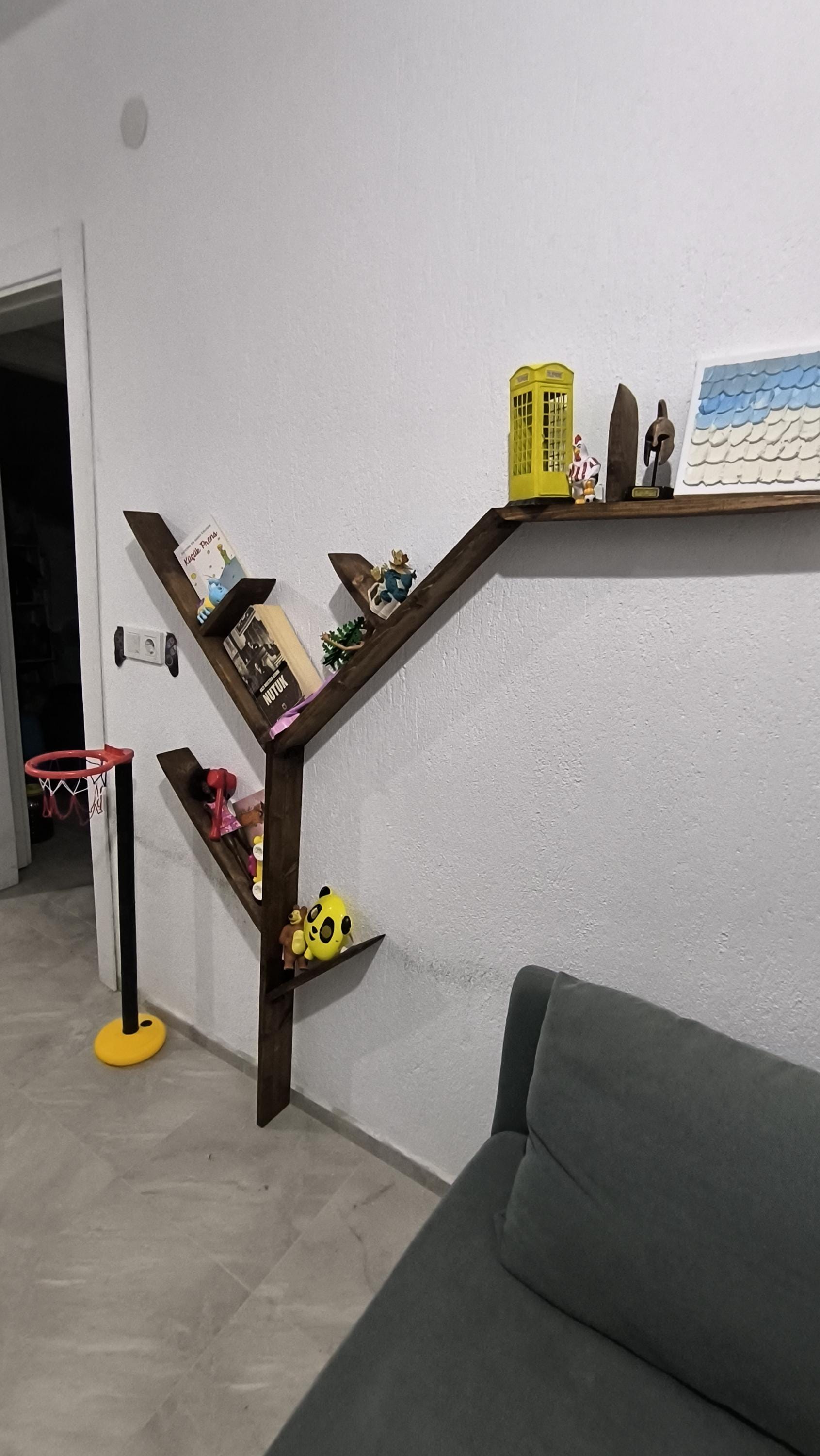 Wood Tree Wall Shelf, Handmade Book Rack, Branch Shape Decor, Kids Reading Nook, Solid Wood Furniture, Natural Home Accent