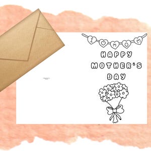 Carte à colorier pour la fête des mères | Carte pliable imprimable | Cadeau DIY pour la Fête des Mères | Téléchargement instantané A4