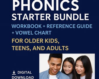 Phonics Workbook PDF Printable Reading Practice for Older Kids, Teens and Adults.