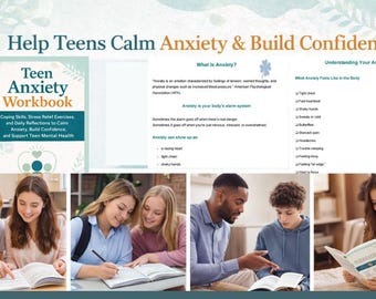 Teen Anxiety Workbook | Coping Skills, Stress Relief Activities & Mental Health Support for Teens | Printable Workbook Ages 13–18
