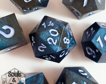 Voidborn • Handcrafted RPG Dice Set • Tabletop Gaming Accessories • Sharp Edge Dice • Polyhedral Resin • D4 D6 D8 D10 D12 D20 D100