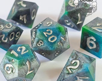 Gunpowder • Handcrafted RPG Dice Set • Tabletop Gaming Accessories • Sharp Edge Dice • Polyhedral Resin • D4 D6 D8 D10 D12 D20 D100