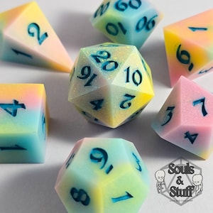 Crits en coton • Jeu de dés RPG artisanaux • Accessoires de jeu sur table • Dés tranchants • Résine polyédrique • D4 D6 D8 D10 D12 D20 D100
