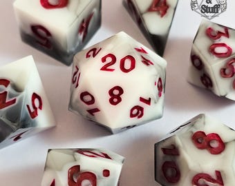 Hecate's Mirror • Handcrafted RPG Dice Set • Tabletop Gaming Accessories • Sharp Edge Dice • Polyhedral Resin • D4 D6 D8 D10 D12 D20 D100