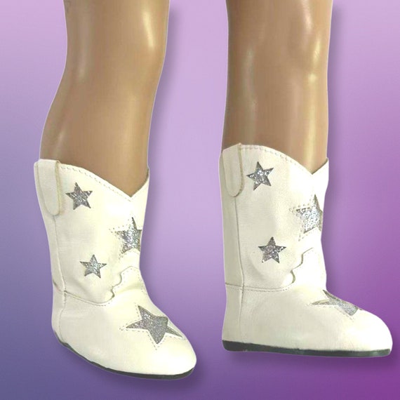 Star Cowgirl Boots in White silver for American Girl 18 Dolls Etsy