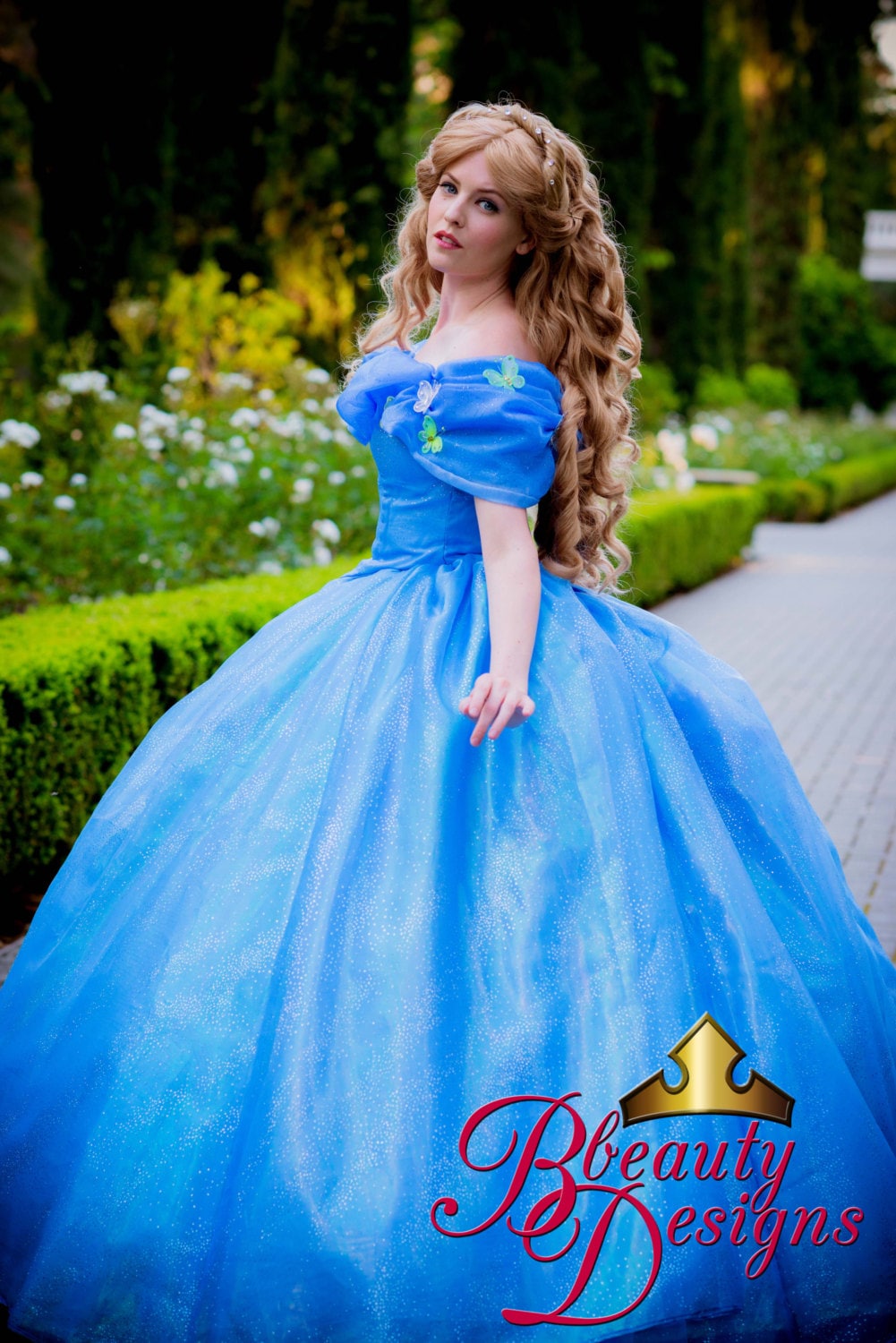 P305 Movie Costume Cinderella 2015 ivory gown wedding bridal 100cm long  train from angel-secret