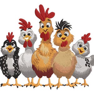 Funny Chicken Family Embroidery Design | Cute Chicken Embroidery Pattern | Farm Animal Embroidery | Chicken Machine Embroidery