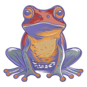Colorful Frog Embroidery Design – Cartoon Frog Embroidery – Bright Frog Embroidery Machine File