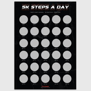 Poster à gratter - 5K pas 30 jours de motivation sportive | Défi de marche