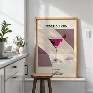 Póster de cóctel - Martini francés / Decoración de pared para bar en casa / Tamaños A4, A3 y A2 (sin marco)