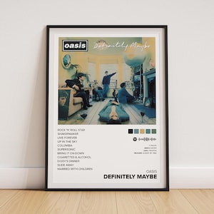 Póster de Oasis / Portada del álbum "Definitely Maybe" / Arte mural para sala de música, 1994 (sin marco)