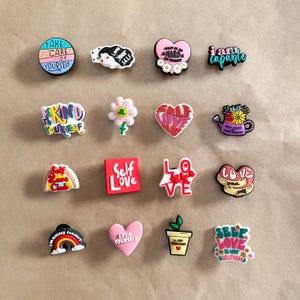 Self Love Club Shoe Charms - Charms for shoes clogs - Clog Charm Pin Badge - Handmade Charms for gift - Birthday Gift