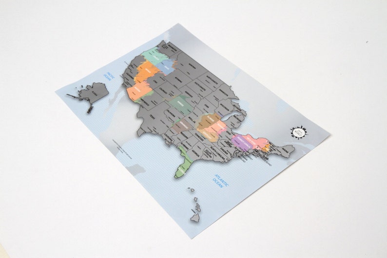 US Scratch Off World Map The United States of America A4 Etsy