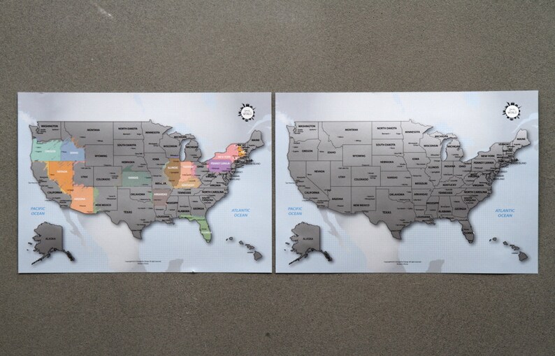 US Scratch Off World Map The United States of America A4 Etsy