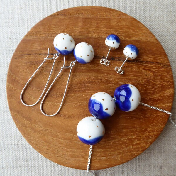 Gold Dot Snowball Stud Earrings image 1
